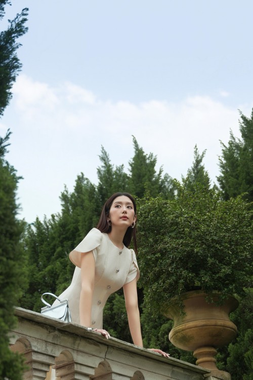 Sixdo Off White Woven Flared Dress